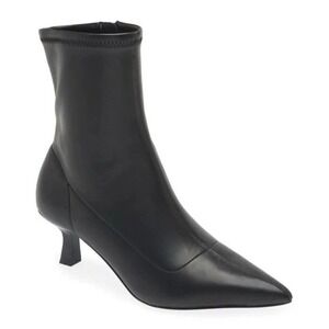 Abound Women Black Pointed Toe Kitten Heel Sock Ankle Boots Size 8M